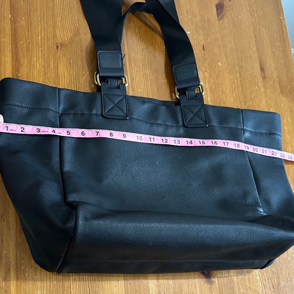Free People Black Leather Tote with Dual Straps and Subtle Hardware - Picture 10 of 11